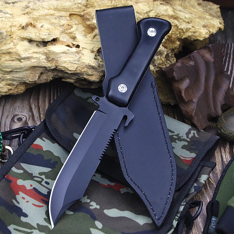 Outdoor camping tactics High hardness stainless steel small straight knife wilderness survival adventure self-defense knife