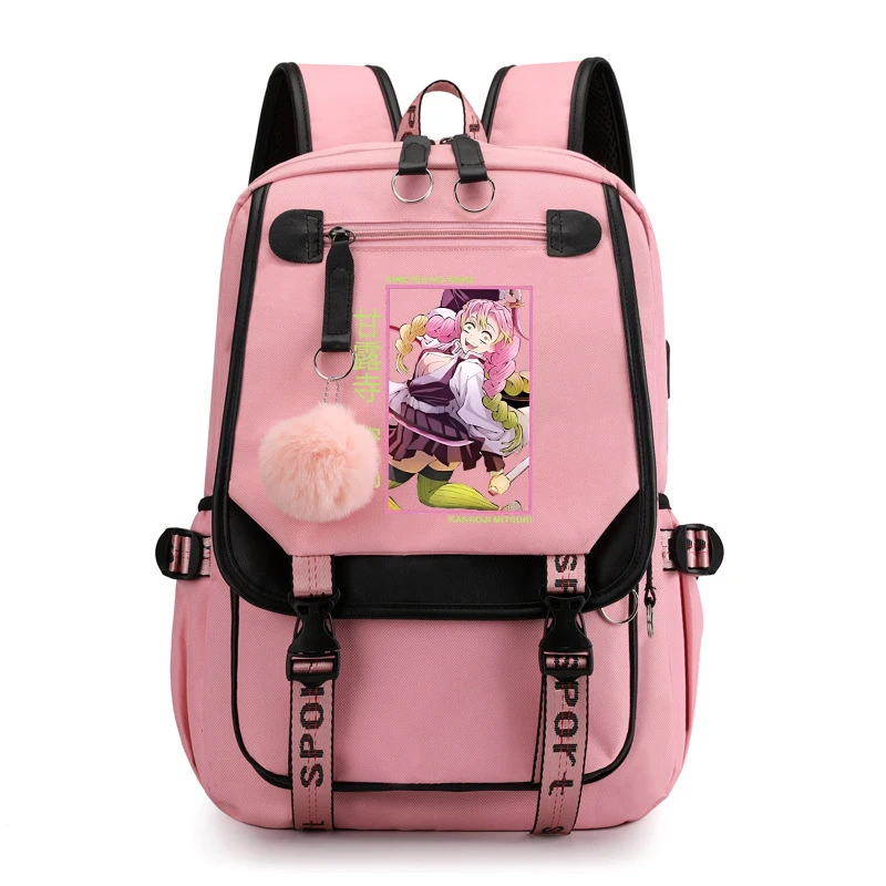 Students Bookbag Anime Kanroji Mitsuri Travel Backpack Teenager School Shoulder Backpack Bags Boys Girls School Bags