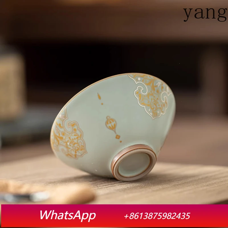 

Yjq Ru kiln gold and silver wrong hat teacup master cup kung fu tea set special single cup