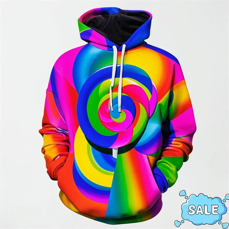 New 3D Print Sweet-Lollipop Hoodies Lollipop-candy Graphic Hooded Sweatshirts Women Funny Patterns Pullover Mens Clothing Hoodie