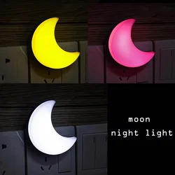 220V Moon Night Light EU Plug Into Wall Dusk to dawn Sensor Intelligent Light LED Nightlight for Kids Children Bedroom Hallway