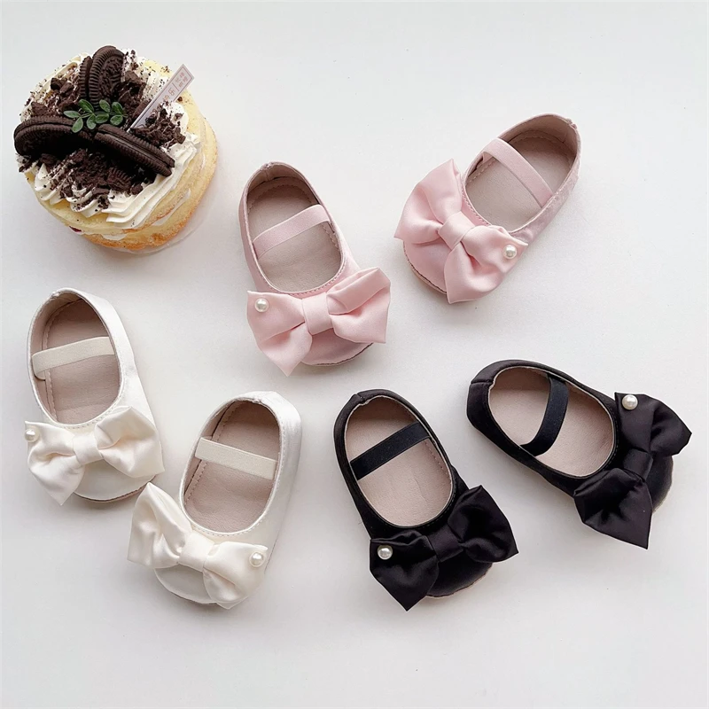 Spring Autumn Baby Girls Shoes Children Bow Birthday party Princess Shoes Soft Soled Non Slip Toddler Kids First Walking Shoes