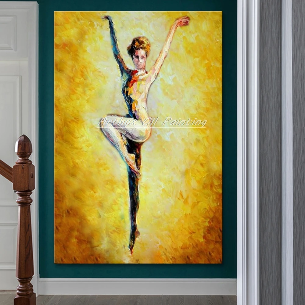 

100% Handmade Palette Knife Ballet Girl Oil Paintings on Canvas,Modern Wall Art Abstract Picture for Living Room,Home Decoration