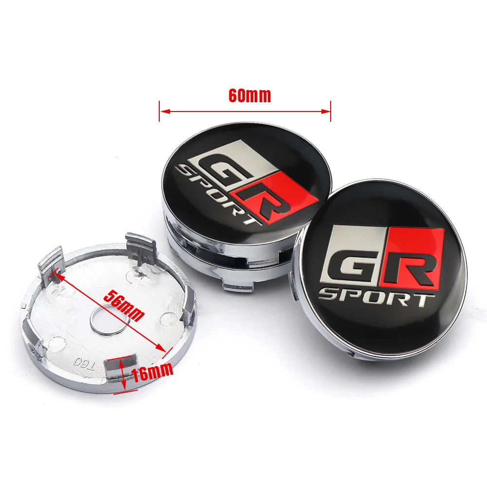 56mm 60mm GR Sport Emblem Car Wheel Center Hub Cap Stickers Decoration For Toyota Hilux Crown CHR Yaris Camry Prius Rav4 Avalon