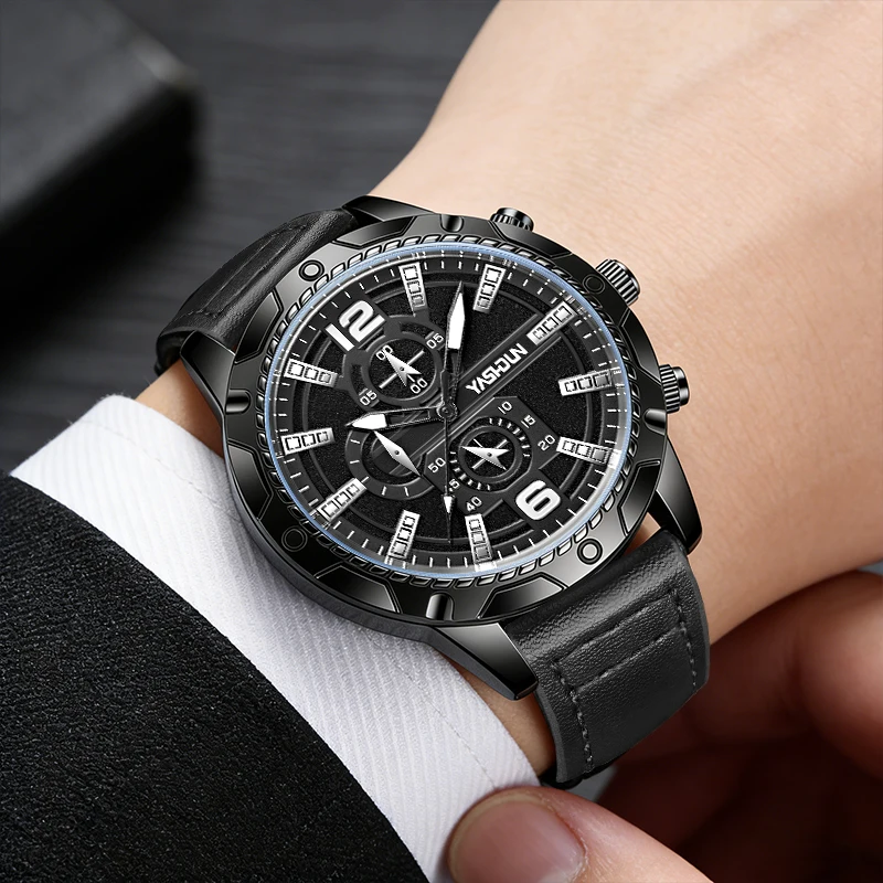 

Fashion Men Watches Casual Leather Strap Quartz Wristwatches Men's Sports Watch Simple Handsome Dial Men's Watch Reloj Hombre