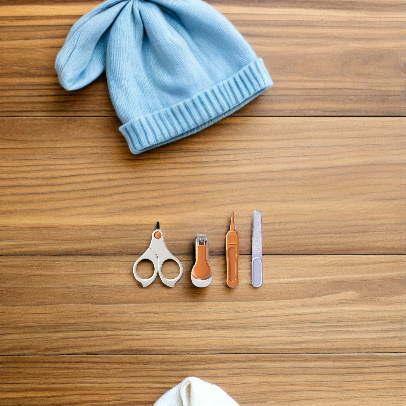 4 pezzi Set per la cura del bambino Tagliaunghie ergonomico per neonati Bambini Kit per toelettatura per bambini in plastica resistente portatile in acciaio inossidabile