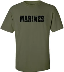 USA Military Green Vintage Marines Logo T-Shirts in Sizes S-3XL