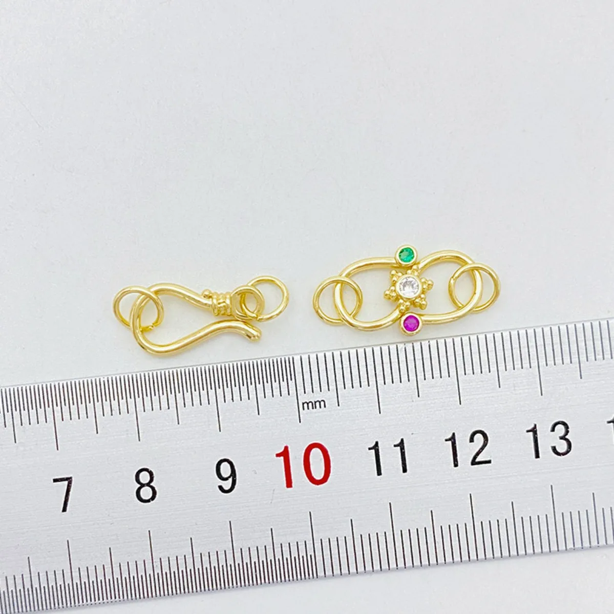14K Gold Plated S‑Buckle Double‑Ring Connector Hook Closing Buckle DIY Findings for Beaded Bracelet Necklace Jewelry Making