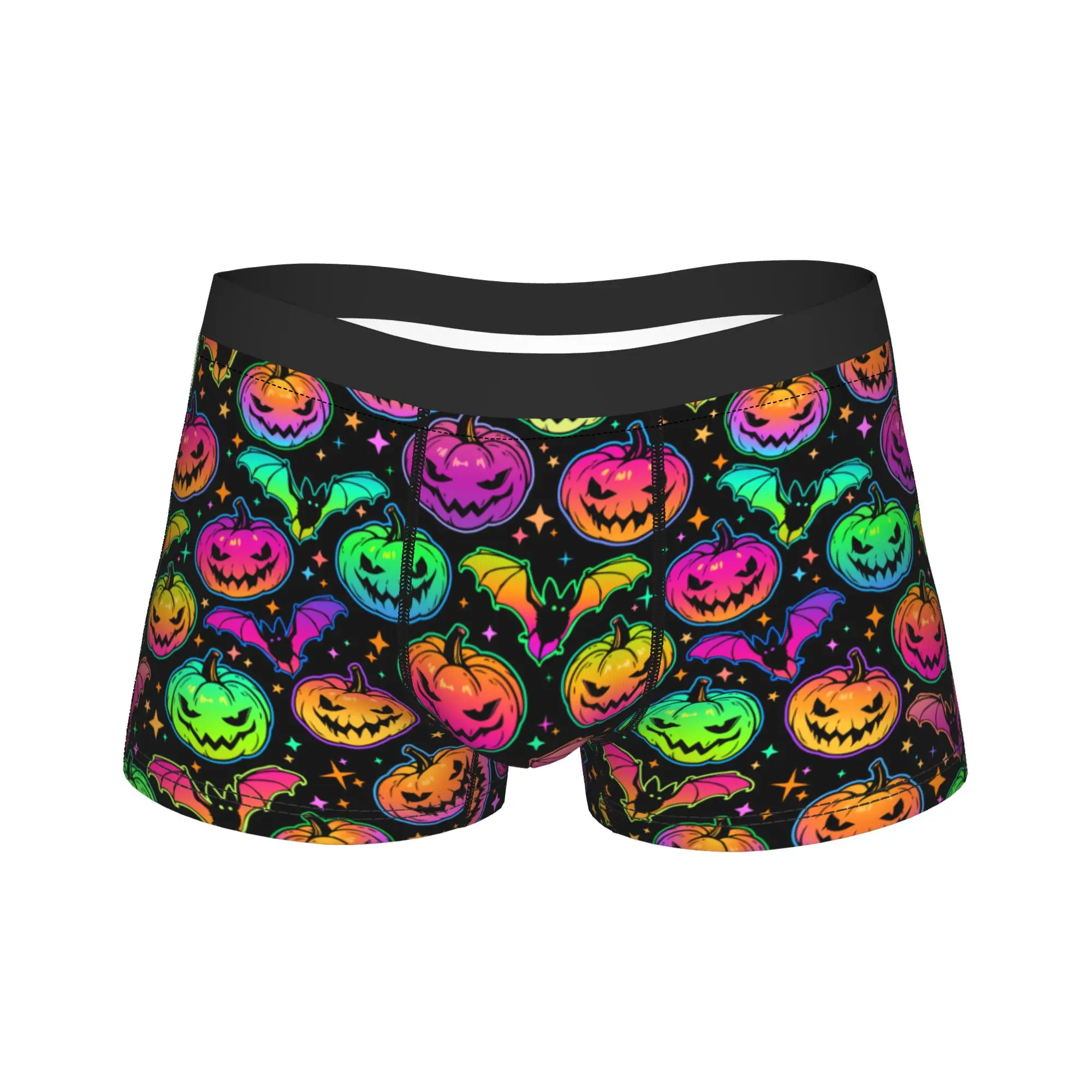 Men Halloween Pumpkins Bats Long Underwear  Humor Boxer Briefs Shorts Panties Male Soft Underpants M-XXL