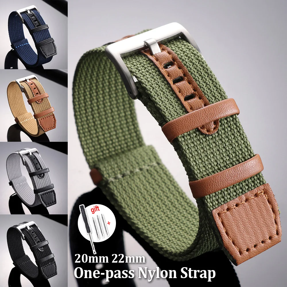 

Matte Buckle Khaki Nylon Military Watch Band 20mm 22mm Canvas Watch Strap for Omega Women Men Bracelets Replacement for Hamilton