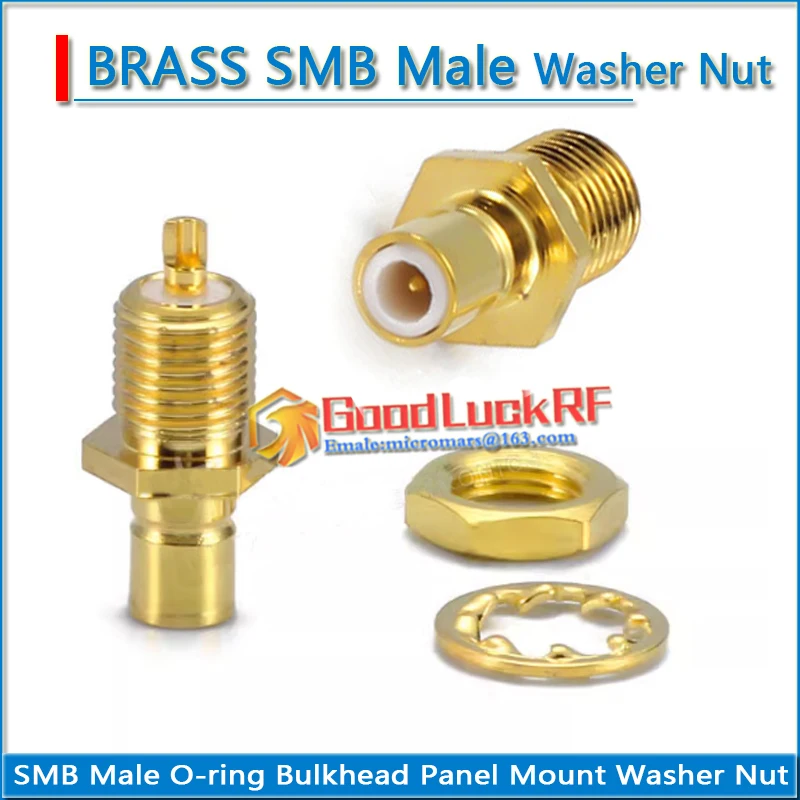 SMB Male Washer Nut O-ring Bulkhead Panel Mount Brass Coaxial Golden RF Connector Adapters