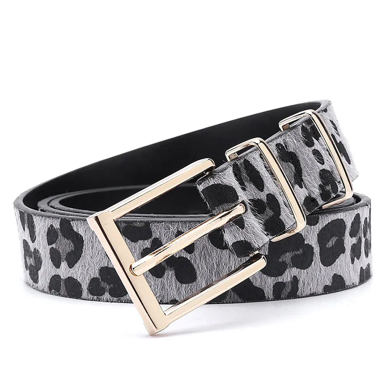 Hot Selling Women\'s Light Luxury Belt Trendy Leopard Print Belt Rose Gold Metal Buckle Women\'s PU Choice Leather Belt Matching