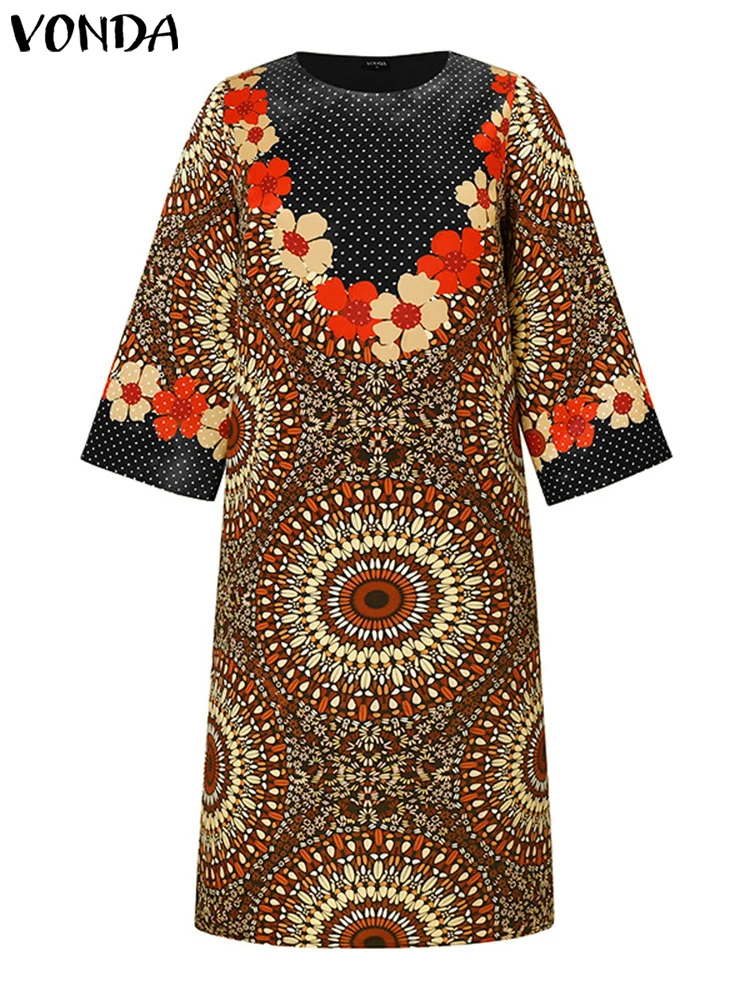

Women Party Maxi Dress 2025 Bohemian Vestidos Casual Long Sleeve Floral Printed Round Neck Long Robe Elegant Sundress