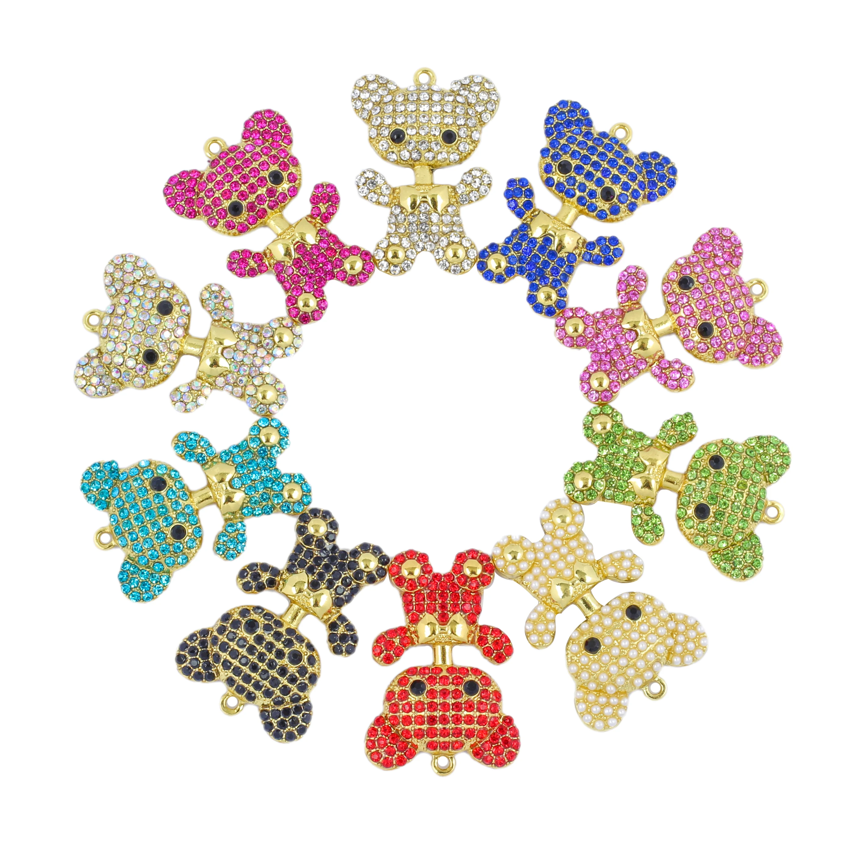 

10pcs Bear Charms with Rhinestone Fit For DIY Jewelry Making BC001-BC002