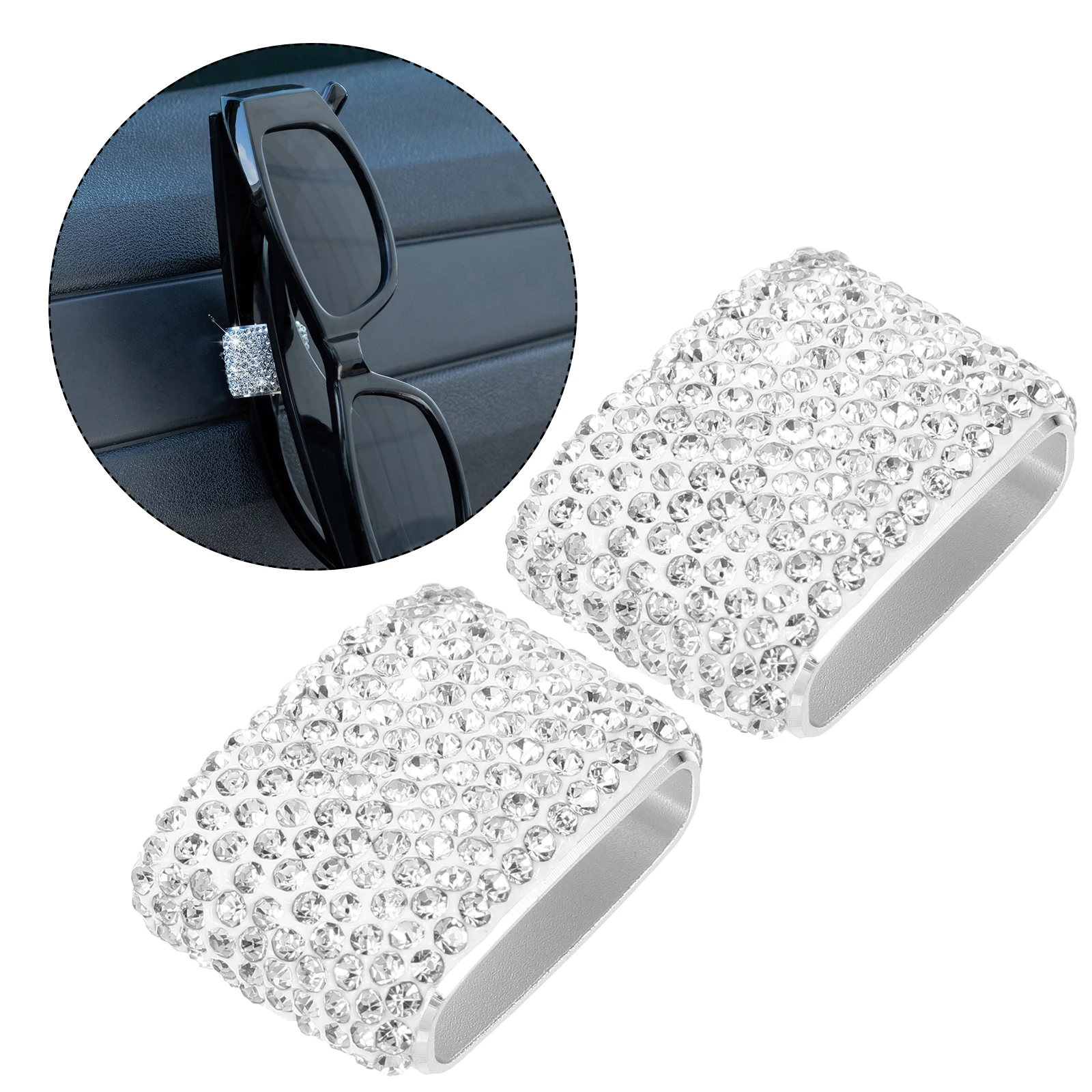 

2pcs Sunglasses Holder For Eyeglass Holders Bling Car Accessories Glasses Organizer Auto Interior Universal Sunglass Hanger
