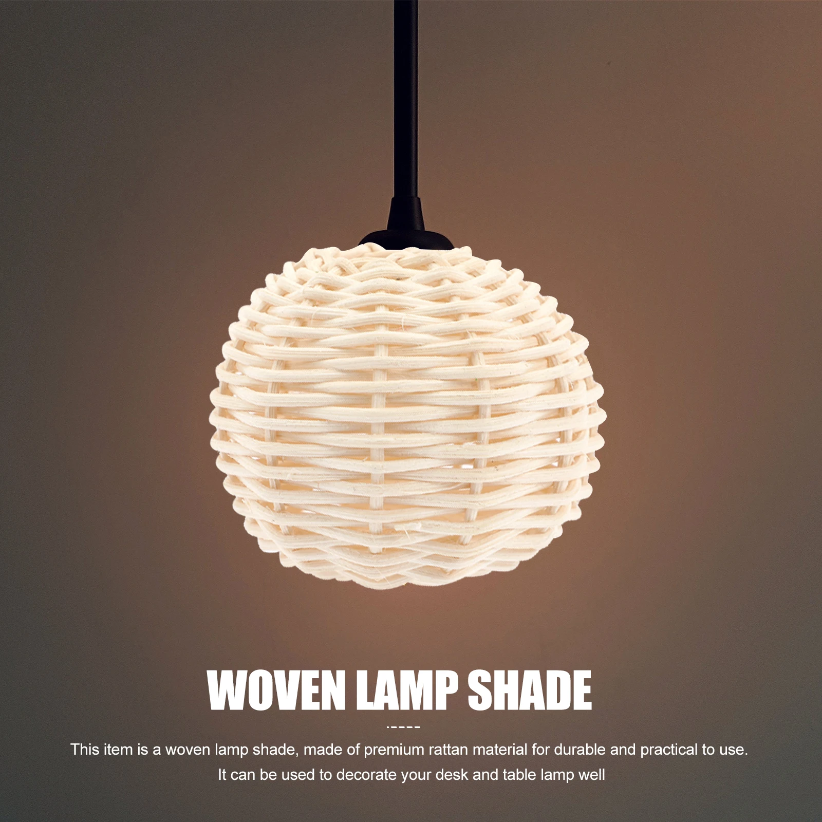 

2pcs Rattan Lampshade Woven Pendant Light Shade Rustic Desk Bulbs White Flower Arrangement Decor Durable Practical Living Room