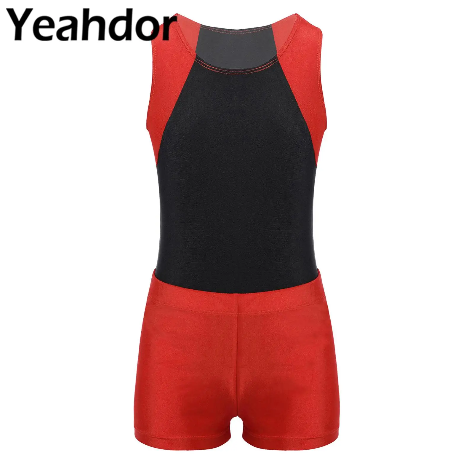 

Kids Boys Sports Sets Gymnastics Leotard Unitard Tumbling Dance Biketard Gym Training Bodysuit Jumpsuit Dancewear with Shorts