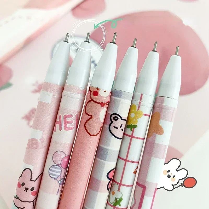 6Pcs/Set Kawaii 0.5 mm Erasable Gel Pens Colored Blue Refill Nib Ballpoint for Girls Writing  School Supplies Stationery