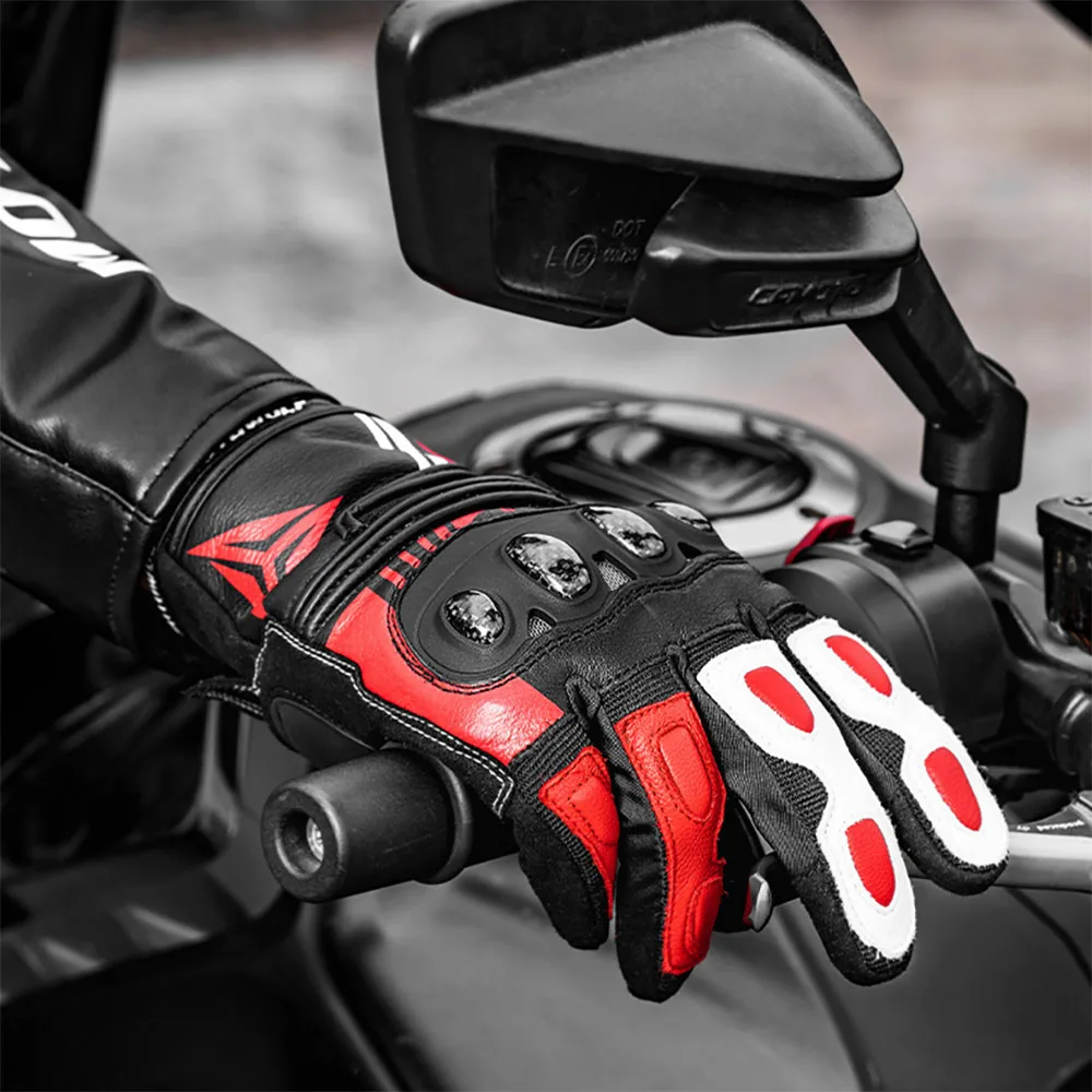 

Unisex Breathable Motorcycle Carbon fiber Gloves Genuine Leather Equipments Touchscreen Off-Road Riding Glove Summer Items