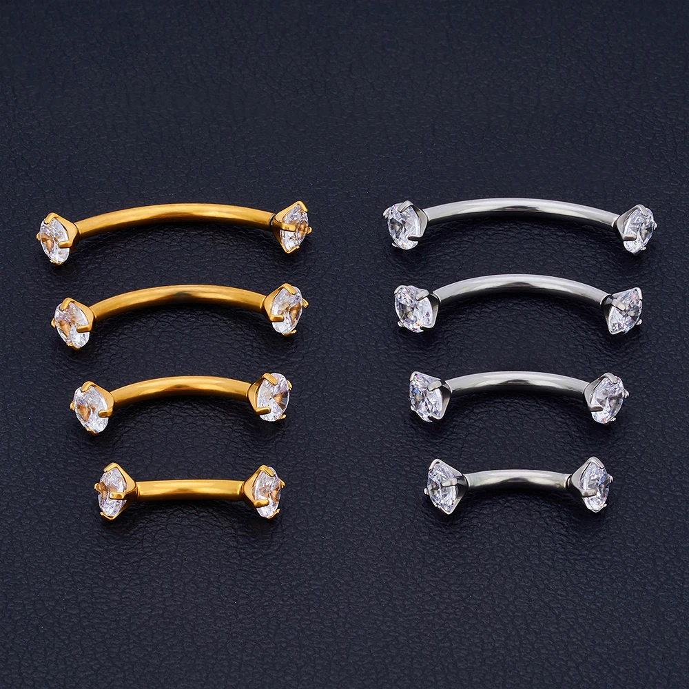 5Pcs G23 Titanium 16G CZ Tragus Eyebrow Piercing Body Jewelry Labret Lip Ring Stud Earrings Septum Nose Rings Internal Thread