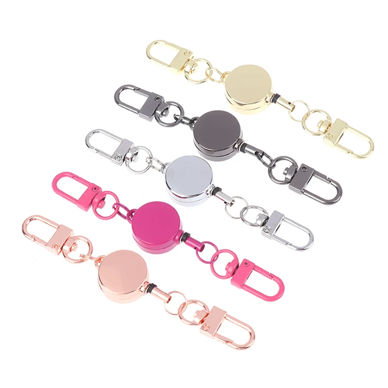 21MM Anti-theft Metal Easy-to-pull Buckle Rope Retractable Key Holder Elastic Keychain Sporty Retractable Key Ring Nurse