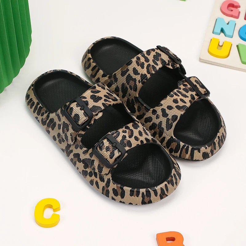 Sommer Leopardenmuster Strandpantoffeln Damen Übergröße Paar Rutschfeste Plateau-Sandalen Damen Eva Weiche Sohle Cloud Pantoffeln Damen