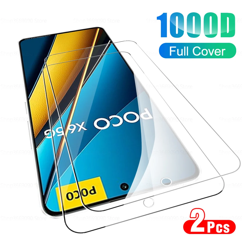 2PCS HD Tempered Glass Case For Xiaomi Poco X6 Pro Screen Protector Pocophone Poco x 6 x6Pro 6.67in Phone Protective Film Cover