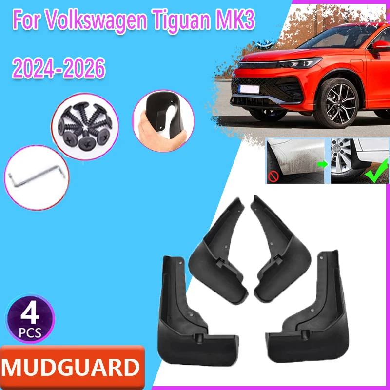 

Car Fenders For Volkswagen VW Tiguan R Line MK3 2023 2024 2025 Car Mudguards Anti-splash Splash Guards Wheels Protect Cover Part