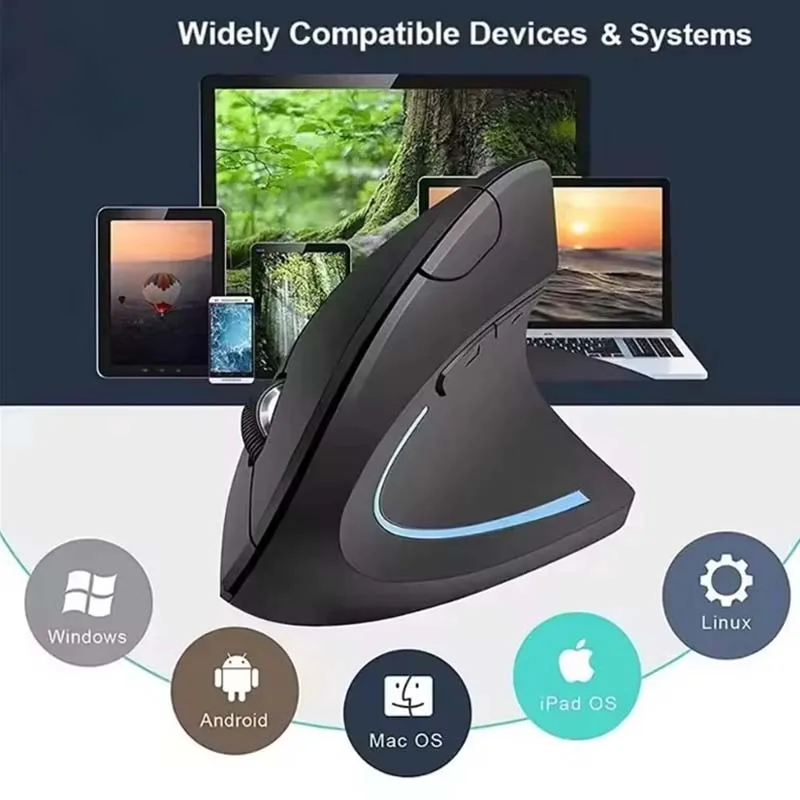 Dual Mode Ergonomic Vertical Mouse, Bluetooth5.4+2.4G Wireless Switch Between Laptop & Tablet, Anti-Wrist Pain Vertical Mice wit