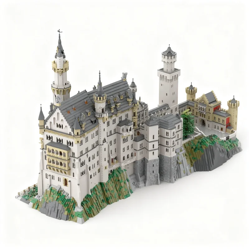 57493pcs MOC Neuschwanstein Castle Modular Buildings Model Building Blocks Christmas Gift Toys Collection Display Education