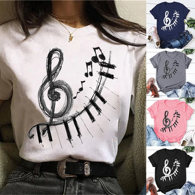 

Cute Music T Shirts for Women&Girls Loose Fit Crew Neck T-shirts Short Sleeves Summer Women/Girl`s Casual Graphic Tees Top