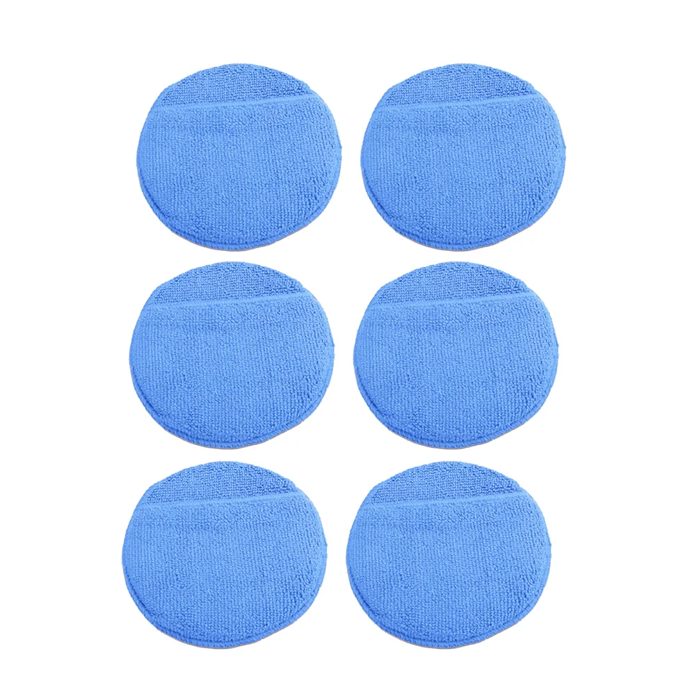 6pcs 5 Inch Large Size Car Wax Applicator Pads with Hand Pocket Microfiber Polishing Sponges Vehicles Care Cleaning(Blue)