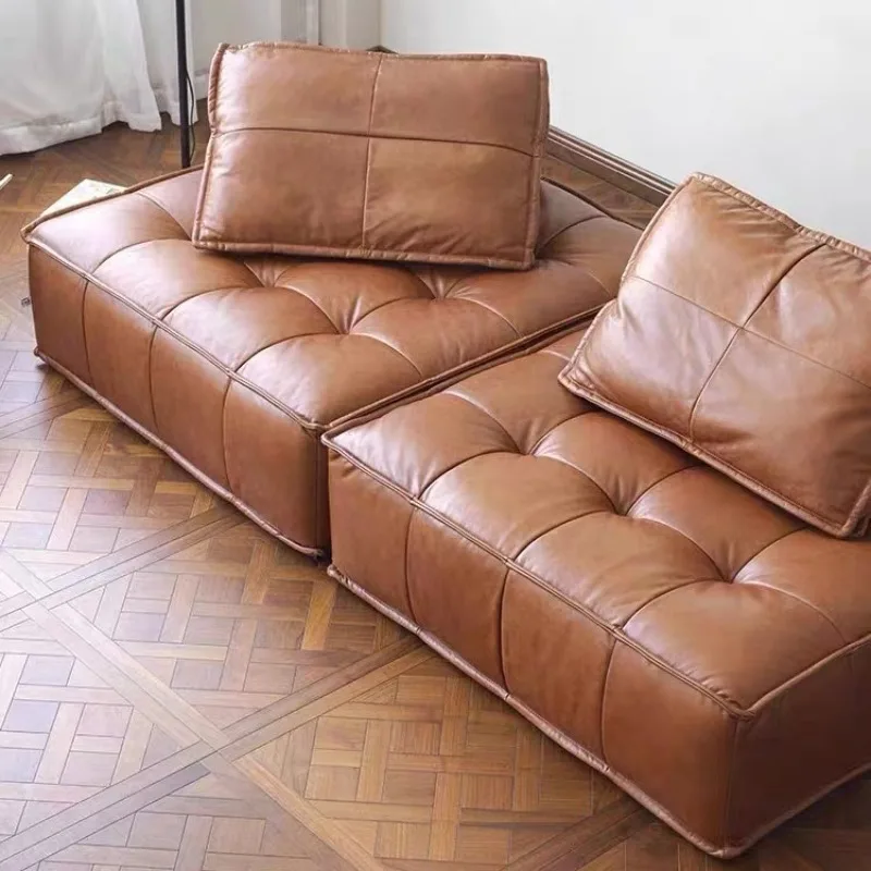 Small apartment retro single module free combination living room square sofa