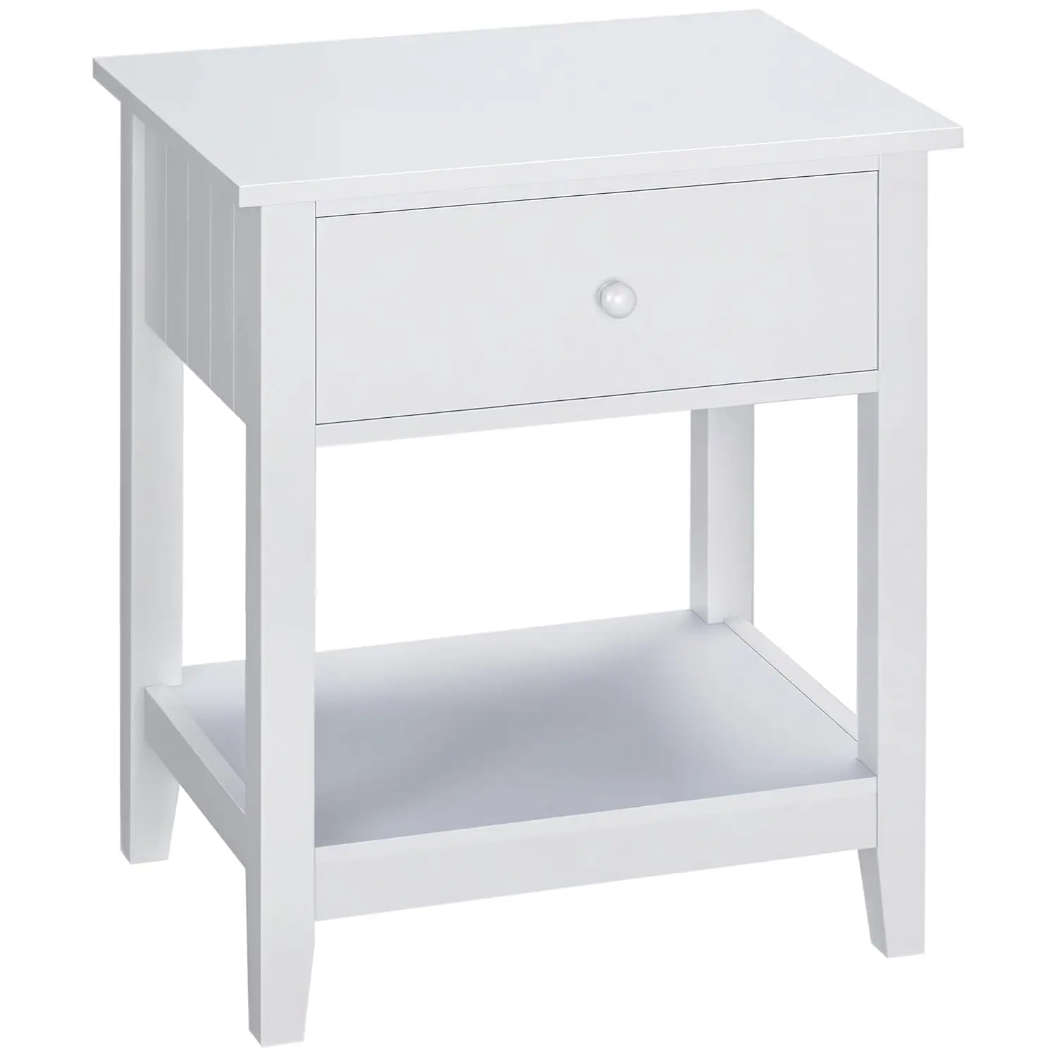 

2-Tier End Table with Drawer & Storage Shelf Modern Living Room Furniture White, Customized