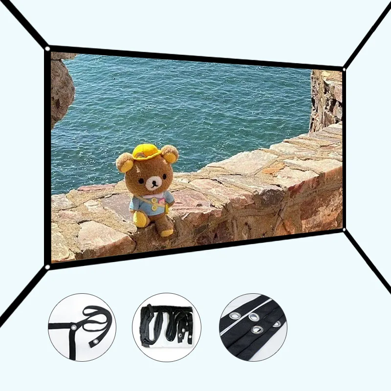 Foldable screen. 120 inch hanging hole extension. Mobile cinema. Supports high-definition projection. Easy to install.