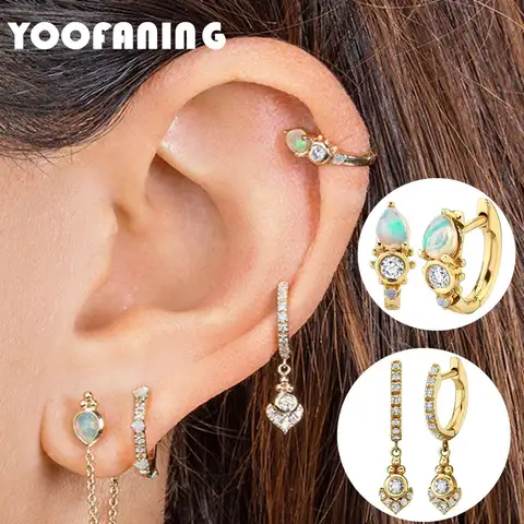 925 Sterling Silver Ear Needle Exquisite Luxury Gold Silver Hoop Earrings White Zircon Unique Design Earings for Women Jewelry