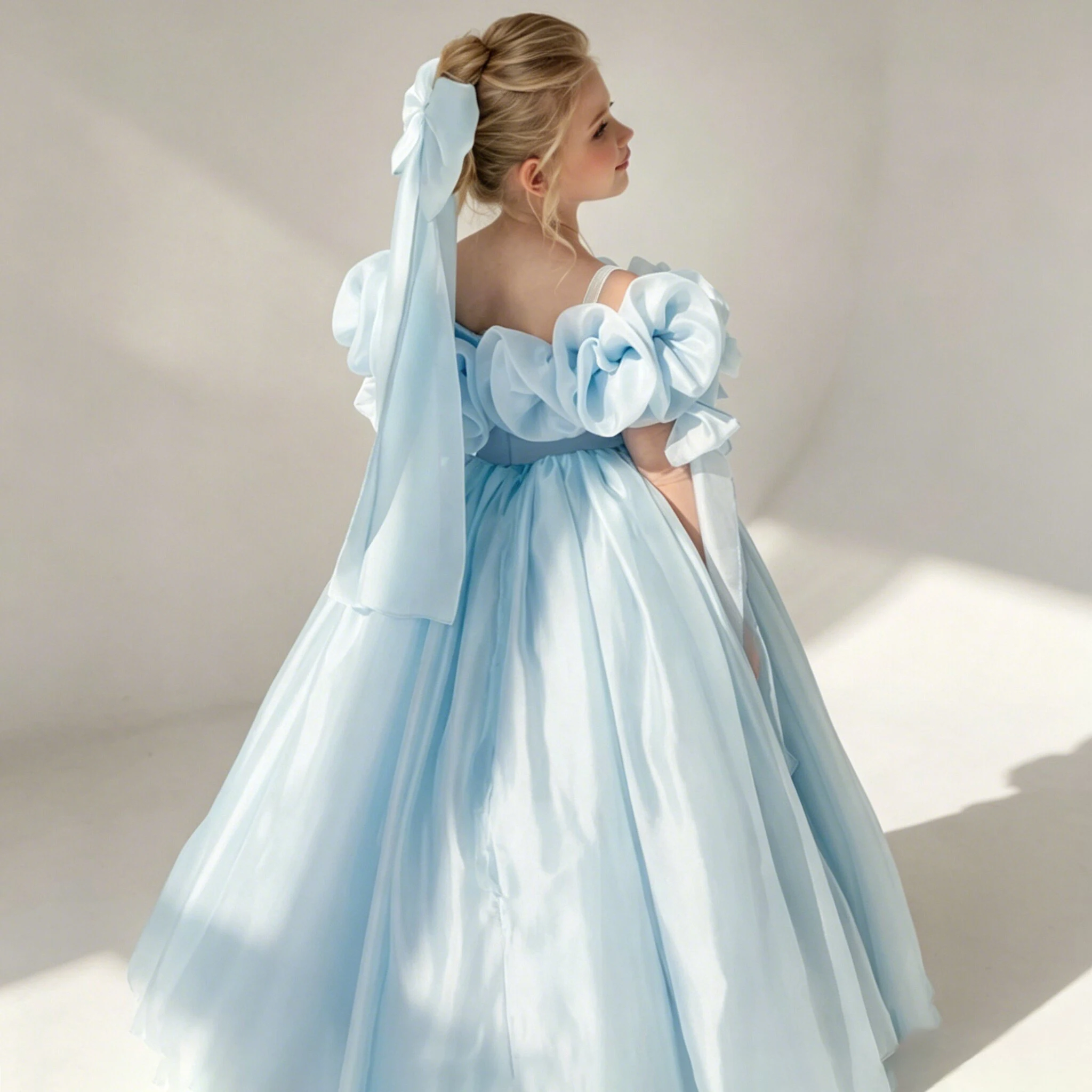 Elegant Flower Party Girls Dresses Summer Wedding Bridesmaids Birthday Princess Prom Dress Girl Host Pageant Evening Kids Clothe