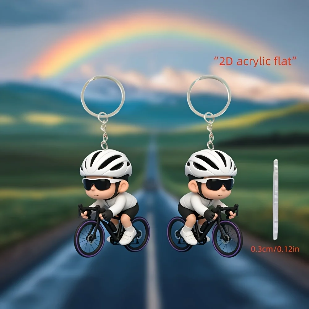 5er-Set Herren-Fahrrad-Schlüsselanhänger mit 2D-Acryl-Anhänger, Dankeskarten und Garnbeuteln, Eventgeschenke für Jungen, Verpackungsdekoration – Detail 5