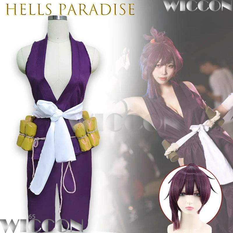 Disfraz Casual de Cosplay de Hells Paradise Gakushu Maru Sasame, Convictos Exiliados, Tatuaje de Tinta Negra, Mangas Largas Transparentes, Estilo Etéreo Femenino