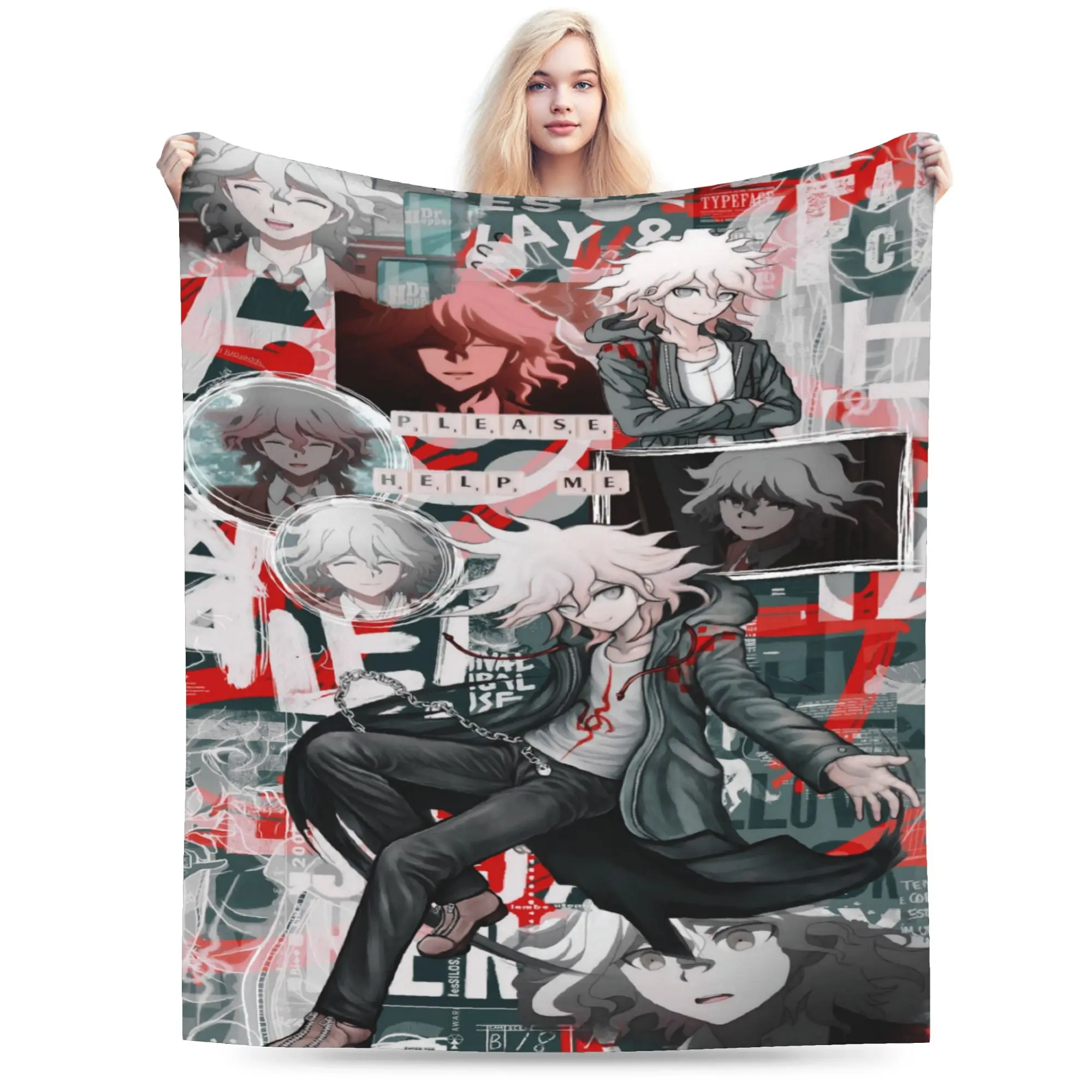 Danganronpa Flannel Blankets Winter Nagito Komaeda The Ultimate Soft Durable Bedding Throws for Students Bedspread Sofa Bed