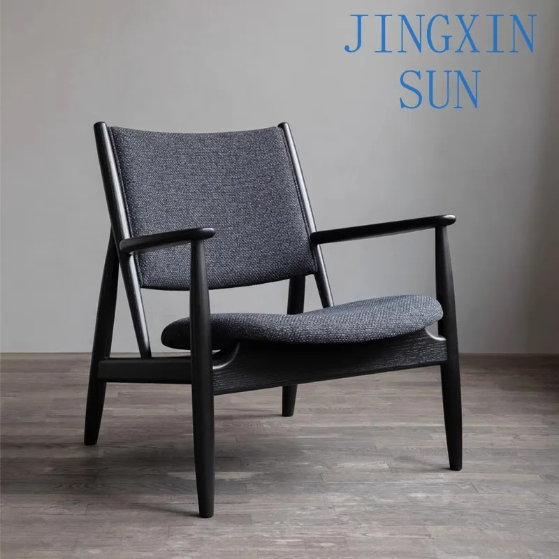 Nordic Solid Wood Armchair Minimalist Hotel Leisure Reception Single Chair Homestay Office Club Meeting Sofa Chair