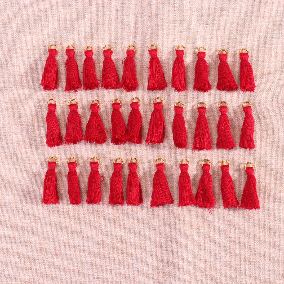 

30 Pcs Cotton Tassels Pendant Craft Key Chain Decor with Ring for Clothes Alloy