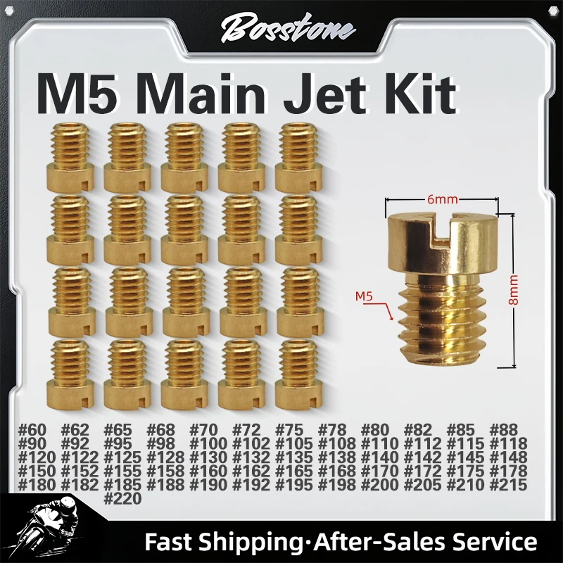 20pcs M5 Main Jets Kit 5mm for Keihin OKO KOSO PWK Carburetor 125cc 150cc CVK PZ27 PZ30 152QMI 157QMJ Injector Nozzles