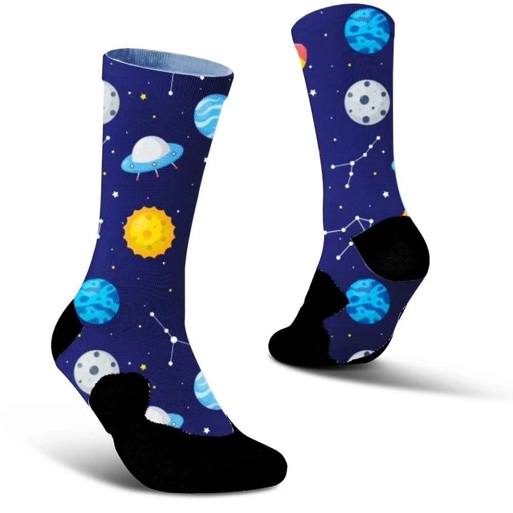 Space Cartoon Socken Slip Silikon Rad socken Fahrrads ocken komprimierte Fahrrad Outdoor Laufs ocken