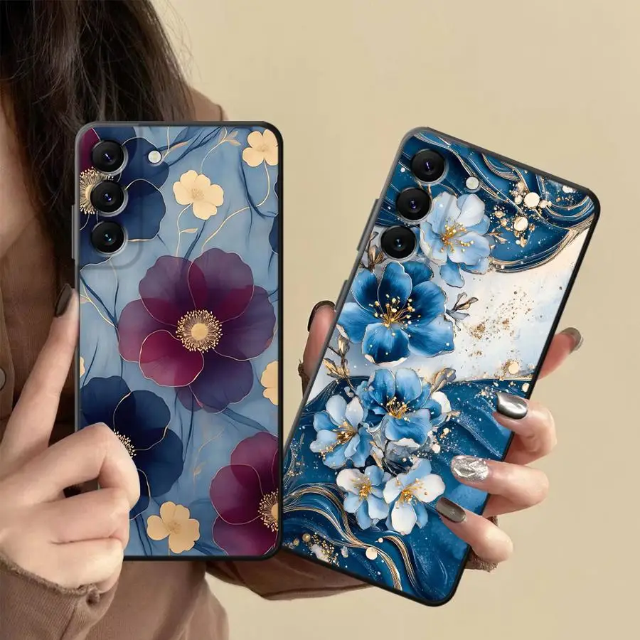 Blue Gold Marble Pattern Phone Cover Case for Samsung Galaxy A51 A06 A15 A20s A36 A26 A71 A73 A11 A12 A22 A52 A35 A16 A53 A30s