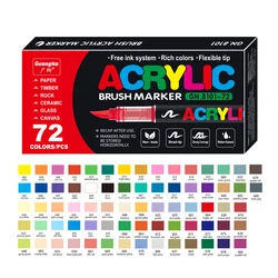 Guangna Acrylic Painting Markers Set Plumones 72/60/48/36/24/12 Colors Soft Brush Pen Marcadores Drawing Graffiti Art Supplier