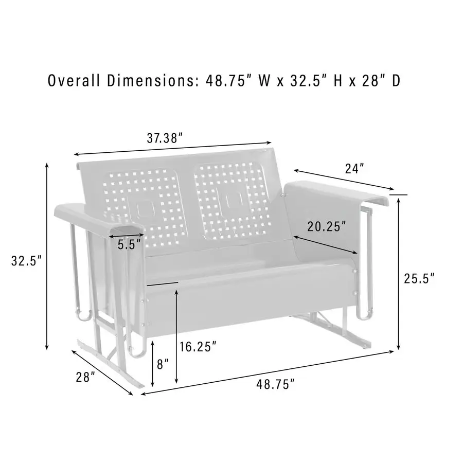 Sillón de Jardín Metálico Retro, Banco Balancín para 2 Personas, para Terraza, Azul Turquesa Brillante