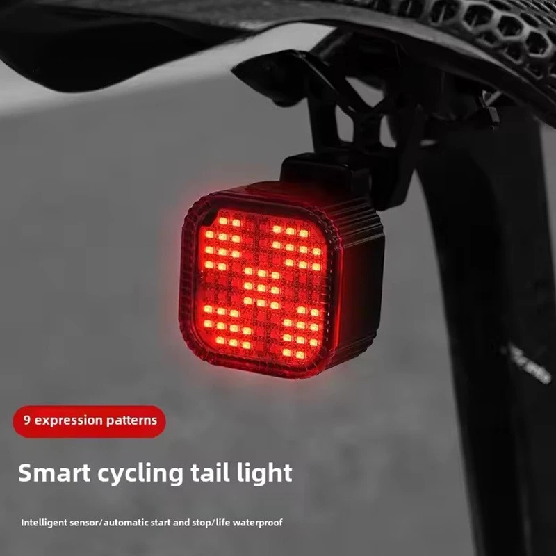 ضوء خلفي للدراجة الذكية، ضوء استشعار الفرامل عالي السطوع من النوع C قابل لإعادة الشحن، مقاوم للماء IPX6، ضوء أمان تحذيري LED #2