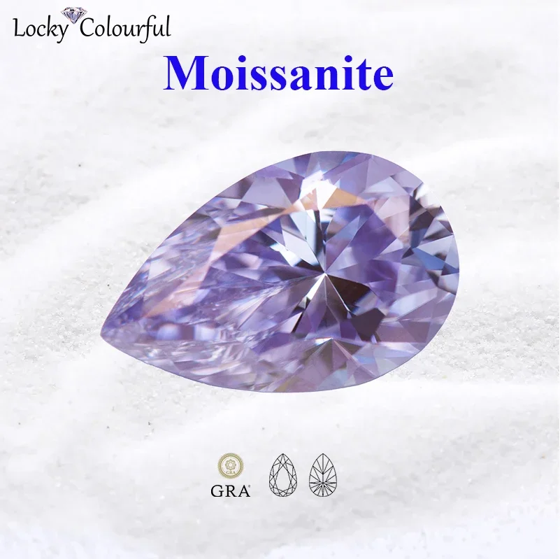 

Moissanite Light Purple Color Pear Shape VVS1 Charms Beads for Diy Jewelry Making Bracelet Rings Materials with GRA Certificate