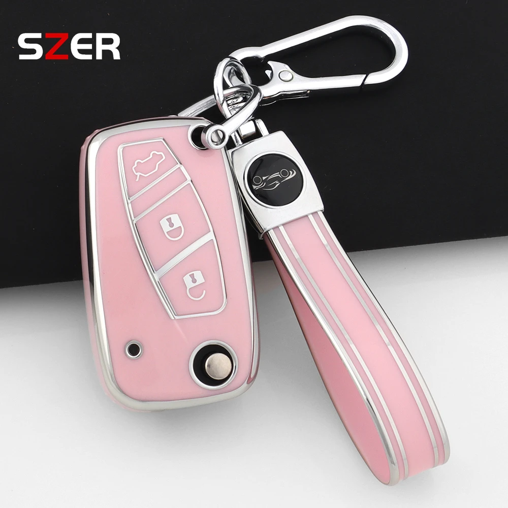 Para fiat 500 panda idéiailo ducato punto bravo grande minibus doblo rosa tpu carro flip chave caso capa protegida chaveiro fob